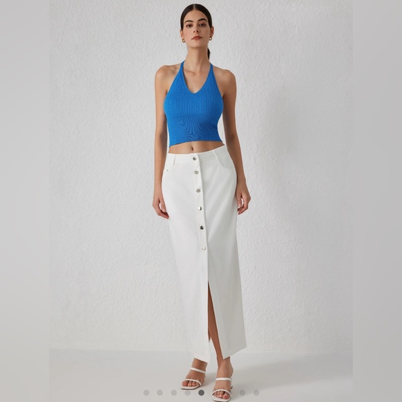 CIDER Knit halter crop cami top - Picture 3 of 6